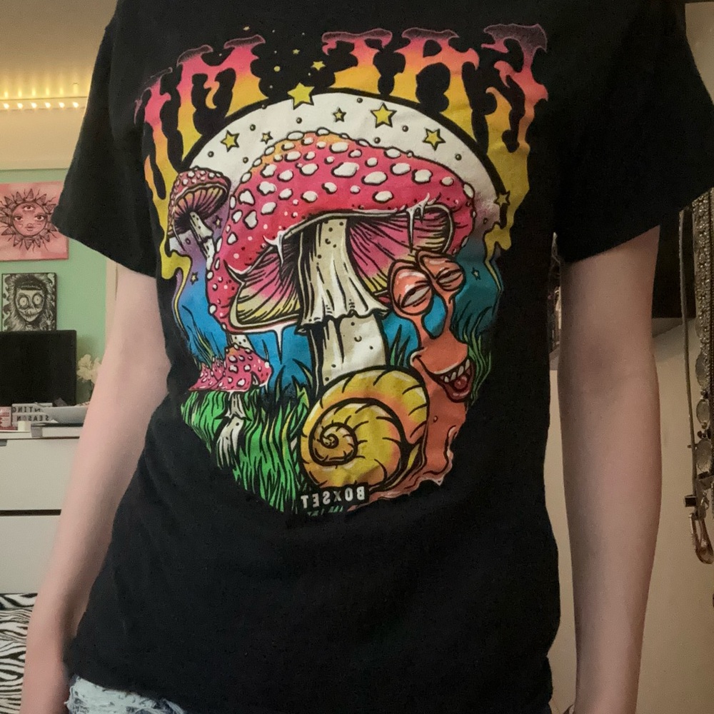 Black and Red Psychedelic Mushroom Art Illustration